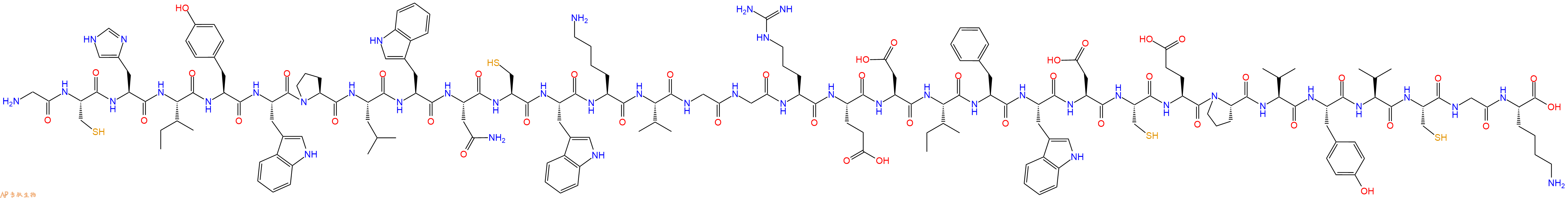 专肽生物产品H2N-Gly-Cys-His-Ile-Tyr-Trp-Pro-Leu-Trp-Asn-Cys-Trp-Lys-Val-Gly-Gly-Arg-Glu-Asp-Ile-Phe-Trp-Asp-Cys-Glu-Pro-Val-Tyr-Val-Cys-Gly-Lys-OH