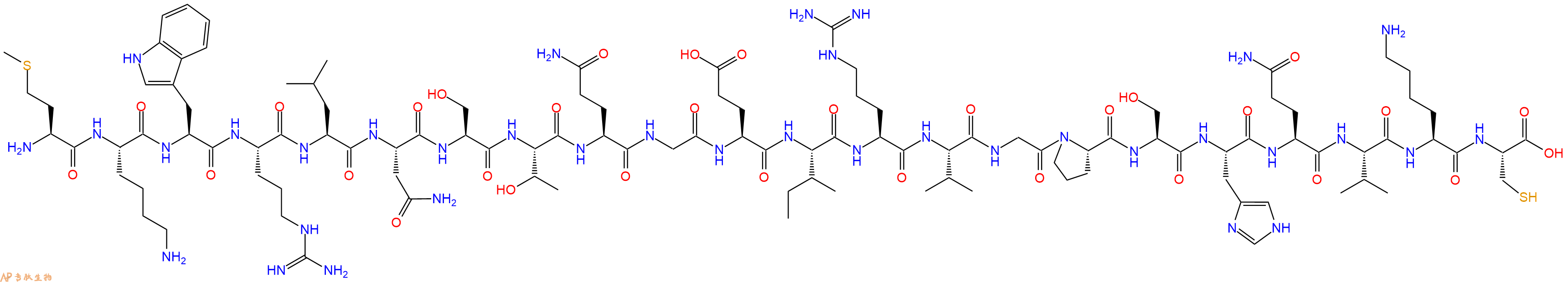专肽生物产品H2N-Met-Lys-Trp-Arg-Leu-Asn-Ser-Thr-Gln-Gly-Glu-Ile-Arg-Val-Gly-Pro-Ser-His-Gln-Val-Lys-Cys-OH