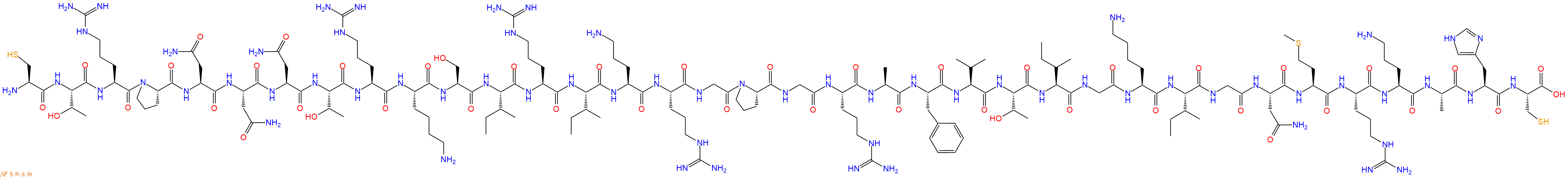 专肽生物产品H2N-Cys-Thr-Arg-Pro-Asn-Asn-Asn-Thr-Arg-Lys-Ser-Ile-Arg-Ile-Orn-Arg-Gly-Pro-Gly-Arg-Ala-Phe-Val-Thr-Ile-Gly-Lys-Ile-Gly-Asn-Met-Arg-Orn-Ala-His-Cys-OH
