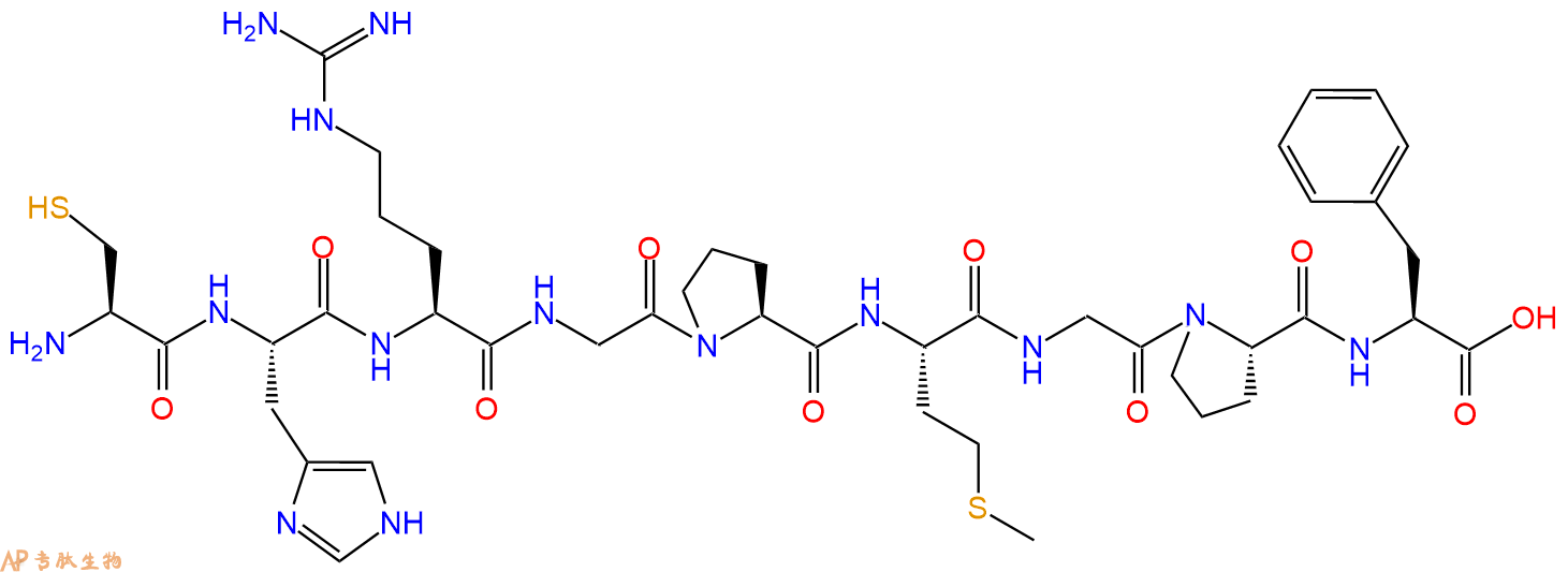专肽生物产品H2N-Cys-His-Arg-Gly-Pro-Met-Gly-Pro-Phe-OH