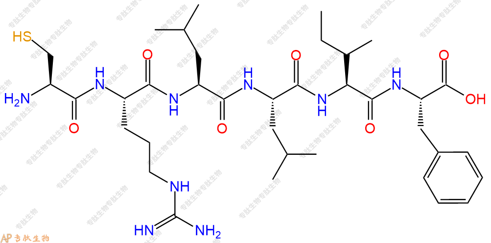 专肽生物产品H2N-Cys-Arg-Leu-Leu-Ile-Phe-OH