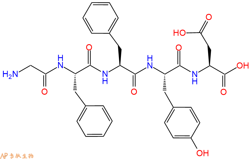专肽生物产品H2N-Gly-Phe-Phe-Tyr-Asp-OH