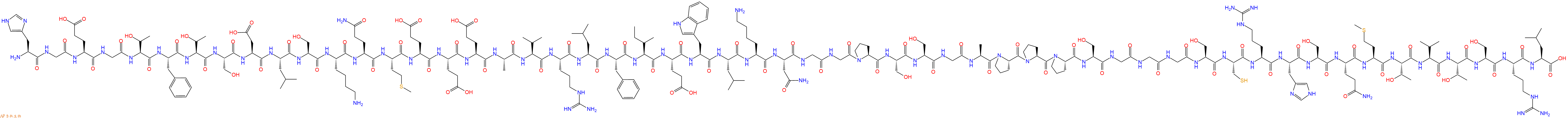 专肽生物产品H2N-His-Gly-Glu-Gly-Thr-Phe-Thr-Ser-Asp-Leu-Ser-Lys-Gln-Met-Glu-Glu-Glu-Ala-Val-Arg-Leu-Phe-Ile-Glu-Trp-Leu-Lys-Asn-Gly-Gly-Pro-Ser-Ser-Gly-Ala-Pro-Pro-Pro-Ser-Gly-Gly-Gly-Ser-Cys-Arg-His-Ser-Gln-Met-Thr-Val-Thr-Ser-Arg-Leu-OH