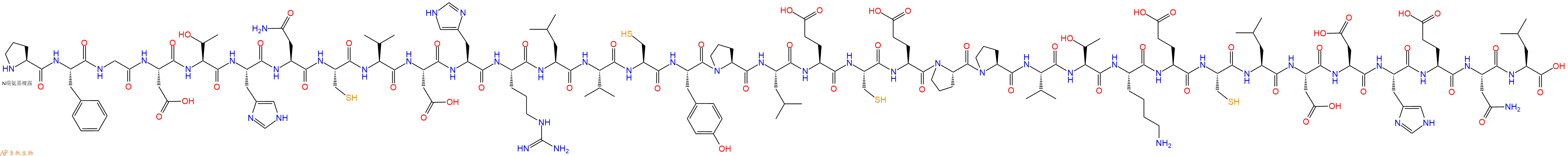专肽生物产品H2N-Pro-Phe-Gly-Asp-Thr-His-Asn-Cys-Val-Asp-His-Arg-Leu-Val-Cys-Tyr-Pro-Leu-Glu-Cys-Glu-Pro-Pro-Val-Thr-Lys-Glu-Cys-Leu-Asp-Asp-His-Glu-Asn-Leu-OH
