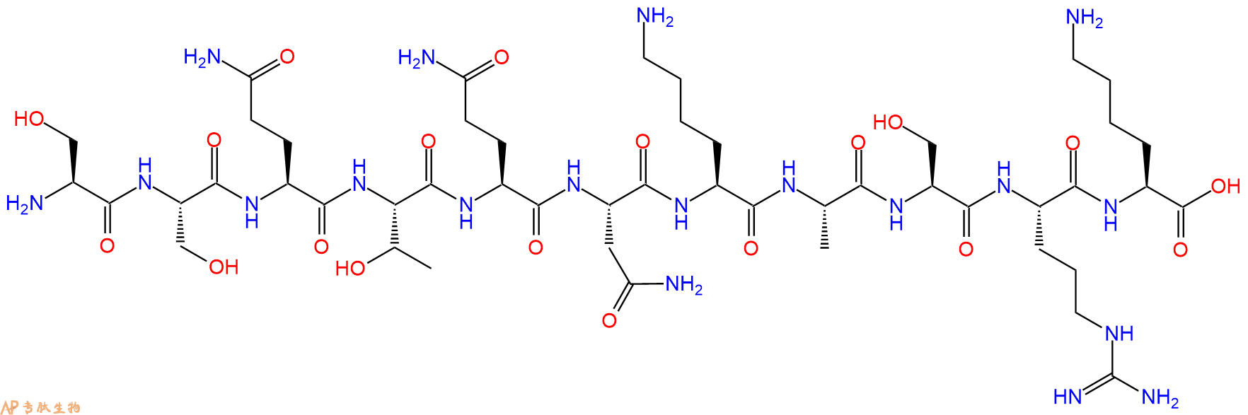 专肽生物产品H2N-Ser-Ser-Gln-Thr-Gln-Asn-Lys-Ala-Ser-Arg-Lys-OH