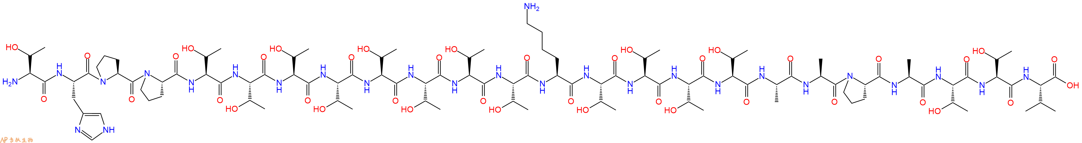 专肽生物产品H2N-Thr-His-Pro-Pro-Thr-Thr-Thr-Thr-Thr-Thr-Thr-Thr-Lys-Thr-Thr-Thr-Thr-Ala-Ala-Pro-Ala-Thr-Thr-Val-OH