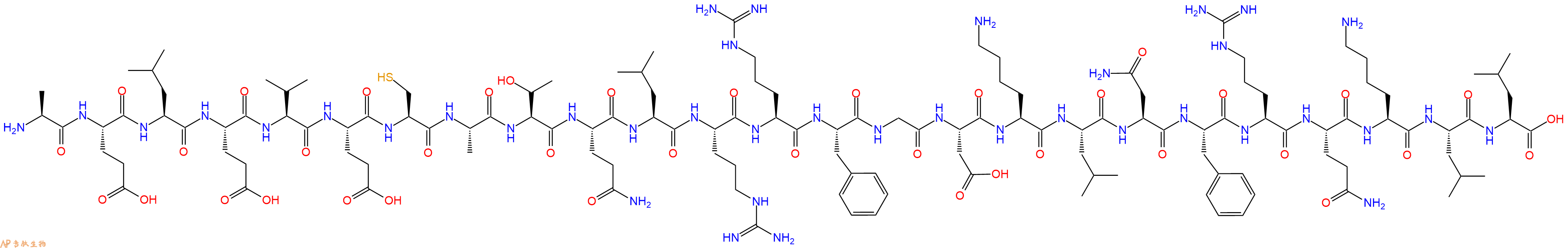 专肽生物产品H2N-Ala-Glu-Leu-Glu-Val-Glu-Cys-Ala-Thr-Gln-Leu-Arg-Arg-Phe-Gly-Asp-Lys-Leu-Asn-Phe-Arg-Gln-Lys-Leu-Leu-OH