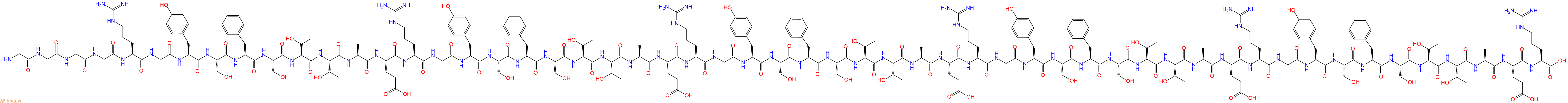 专肽生物产品H2N-Gly-Gly-Gly-Gly-Arg-Gly-Tyr-Ser-Phe-Ser-Thr-Thr-Ala-Glu-Arg-Gly-Tyr-Ser-Phe-Ser-Thr-Thr-Ala-Glu-Arg-Gly-Tyr-Ser-Phe-Ser-Thr-Thr-Ala-Glu-Arg-Gly-Tyr-Ser-Phe-Ser-Thr-Thr-Ala-Glu-Arg-Gly-Tyr-Ser-Phe-Ser-Thr-Thr-Ala-Glu-Arg-OH