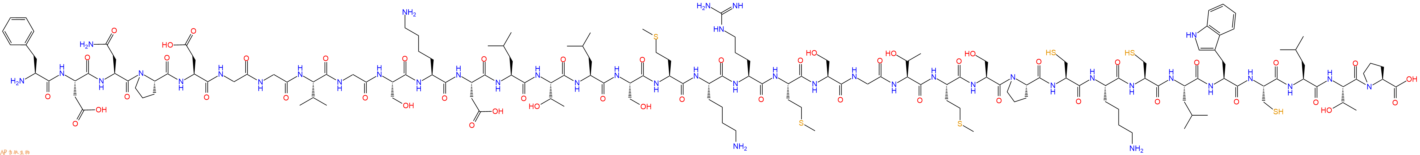 专肽生物产品H2N-Phe-Asp-Asn-Pro-Asp-Gly-Gly-Val-Gly-Ser-Lys-Asp-Leu-Thr-Leu-Ser-Met-Lys-Arg-Met-Ser-Gly-Thr-Met-Ser-Pro-Cys-Lys-Cys-Leu-Trp-Cys-Leu-Thr-Pro-OH