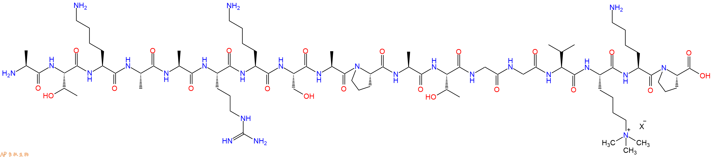 专肽生物产品H2N-Ala-Thr-Lys-Ala-Ala-Arg-Lys-Ser-Ala-Pro-Ala-Thr-Gly-Gly-Val-Lys(Me)3-Lys-Pro-OH
