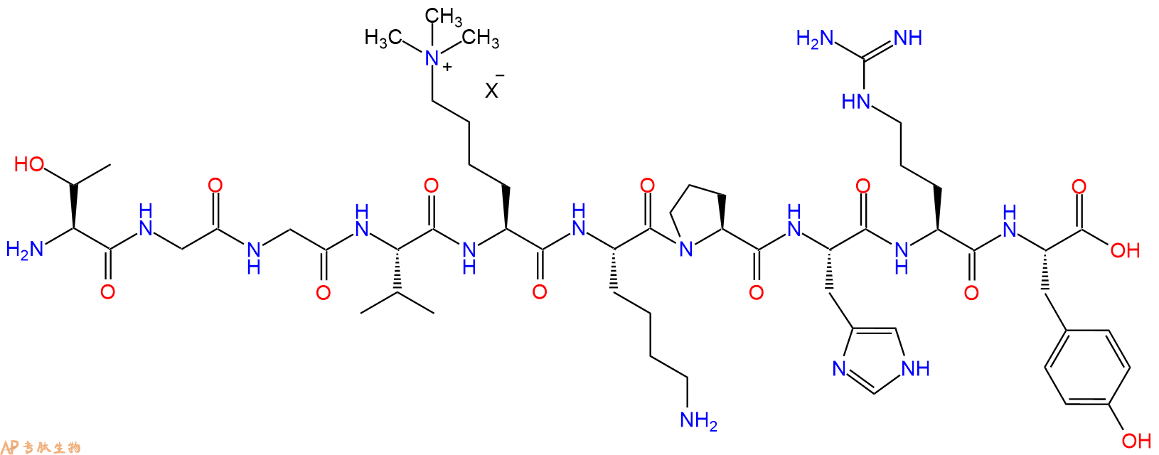 专肽生物产品H2N-Thr-Gly-Gly-Val-Lys(Me)3-Lys-Pro-His-Arg-Tyr-OH