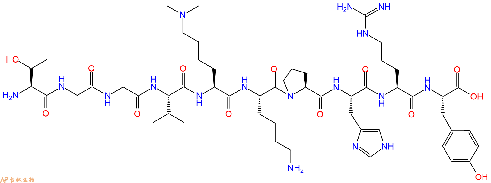 专肽生物产品H2N-Thr-Gly-Gly-Val-Lys(Me)2-Lys-Pro-His-Arg-Tyr-OH