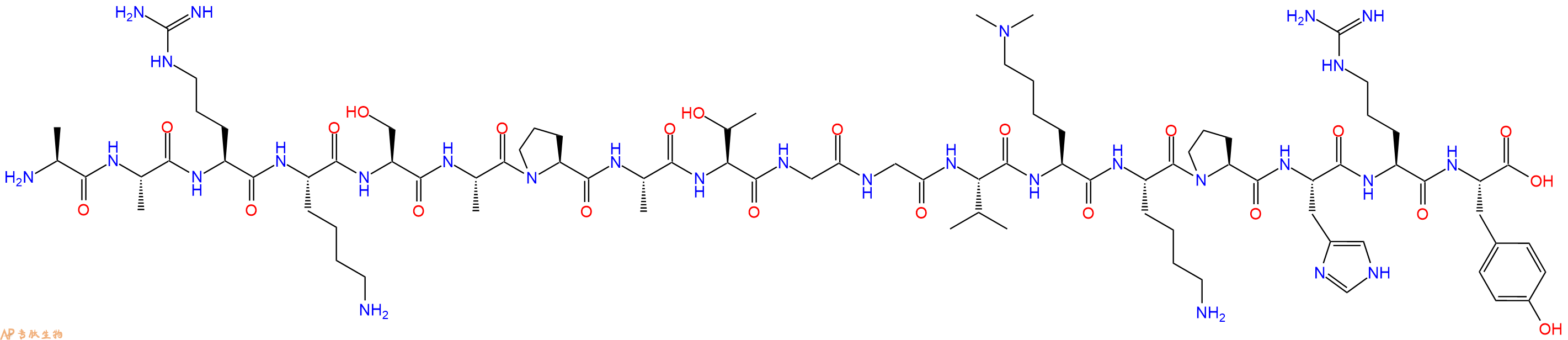 专肽生物产品H2N-Ala-Ala-Arg-Lys-Ser-Ala-Pro-Ala-Thr-Gly-Gly-Val-Lys(Me)2-Lys-Pro-His-Arg-Tyr-OH
