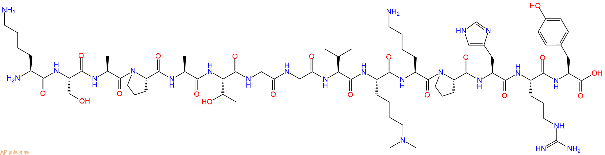 专肽生物产品H2N-Lys-Ser-Ala-Pro-Ala-Thr-Gly-Gly-Val-Lys(Me)2-Lys-Pro-His-Arg-Tyr-OH