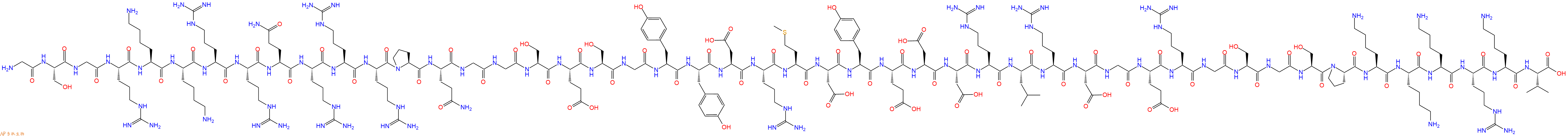 专肽生物产品H2N-Gly-Ser-Gly-Arg-Lys-Lys-Arg-Arg-Gln-Arg-Arg-Arg-Pro-Gln-Gly-Gly-Ser-Glu-Ser-Gly-Tyr-Tyr-Asp-Arg-Met-Asp-Tyr-Glu-Asp-Asp-Arg-Leu-Arg-Asp-Gly-Glu-Arg-Gly-Ser-Gly-Ser-Pro-Lys-Lys-Lys-Arg-Lys-Val-OH