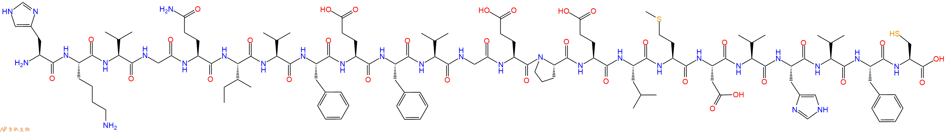专肽生物产品H2N-His-Lys-Val-Gly-Gln-Ile-Val-Phe-Glu-Phe-Val-Gly-Glu-Pro-Glu-Leu-Met-Asp-Val-His-Val-Phe-Cys-OH
