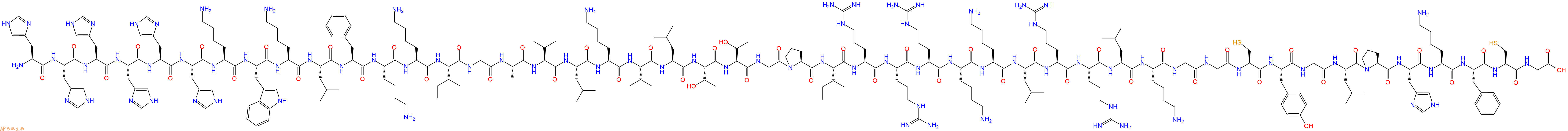 专肽生物产品H2N-His-His-His-His-His-His-Lys-Trp-Lys-Leu-Phe-Lys-Lys-Ile-Gly-Ala-Val-Leu-Lys-Val-Leu-Thr-Thr-Gly-Pro-Ile-Arg-Arg-Arg-Lys-Lys-Leu-Arg-Arg-Leu-Lys-Gly-Gly-Cys-Tyr-Gly-Leu-Pro-His-Lys-Phe-Cys-Gly-OH