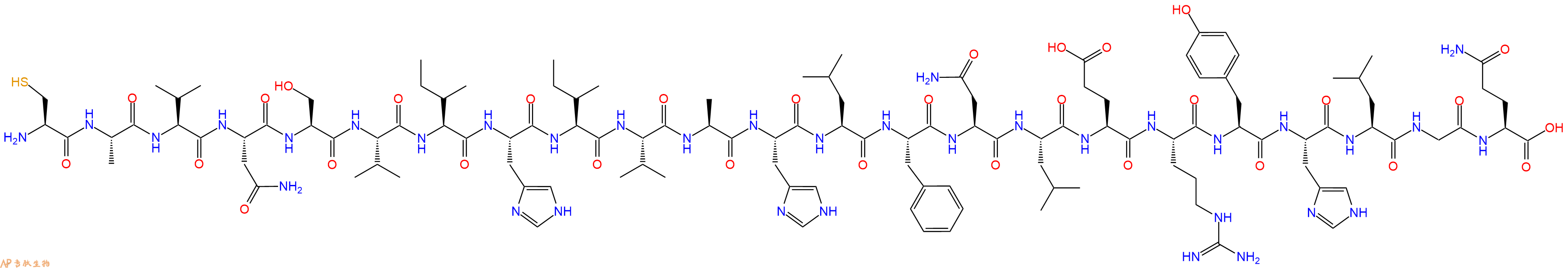 专肽生物产品H2N-Cys-Ala-Val-Asn-Ser-Val-Ile-His-Ile-Val-Ala-His-Leu-Phe-Asn-Leu-Glu-Arg-Tyr-His-Leu-Gly-Gln-OH