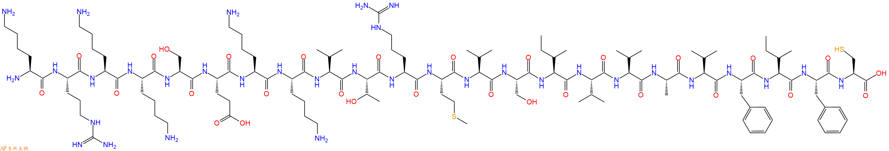 专肽生物产品H2N-Lys-Arg-Lys-Lys-Ser-Glu-Lys-Lys-Val-Thr-Arg-Met-Val-Ser-Ile-Val-Val-Ala-Val-Phe-Ile-Phe-Cys-OH