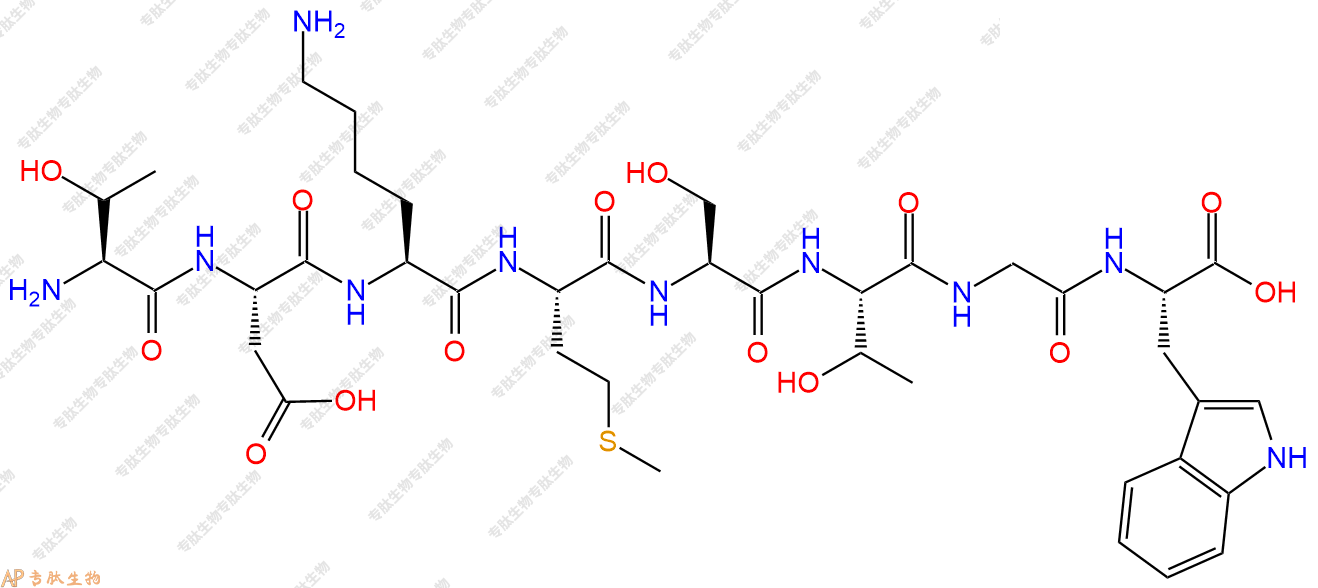 专肽生物产品H2N-Thr-Asp-Lys-Met-Ser-Thr-Gly-Trp-OH