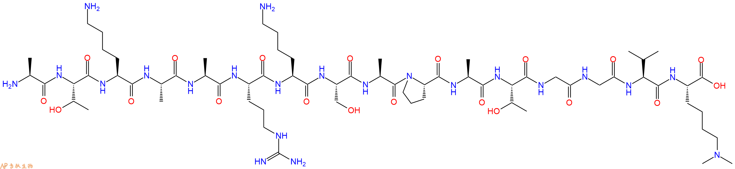 专肽生物产品H2N-Ala-Thr-Lys-Ala-Ala-Arg-Lys-Ser-Ala-Pro-Ala-Thr-Gly-Gly-Val-Lys(Me)2-OH