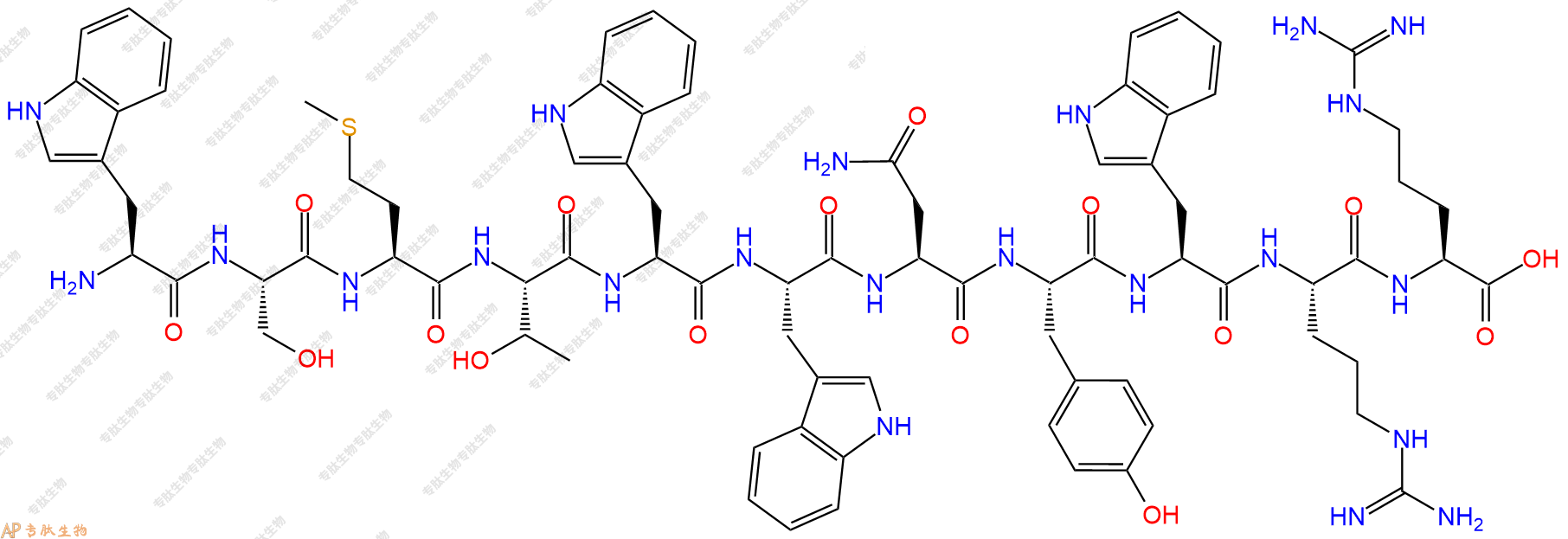 专肽生物产品H2N-Trp-Ser-Met-Thr-Trp-Trp-Asn-Tyr-Trp-Arg-Arg-OH