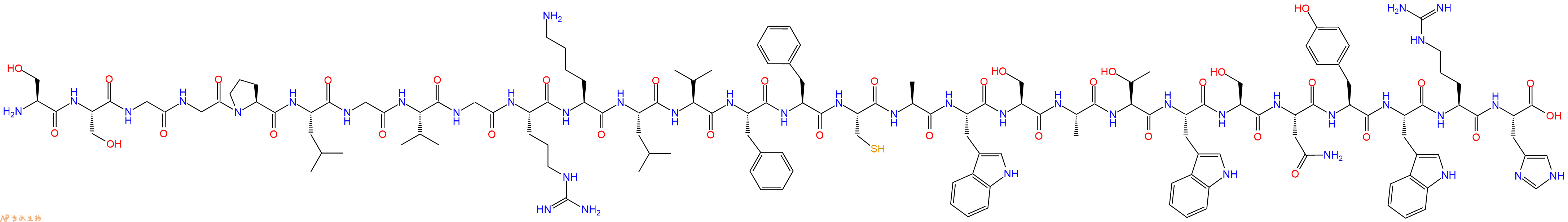 专肽生物产品H2N-Ser-Ser-Gly-Gly-Pro-Leu-Gly-Val-Gly-Arg-Lys-Leu-Val-Phe-Phe-Cys-Ala-Trp-Ser-Ala-Thr-Trp-Ser-Asn-Tyr-Trp-Arg-His-OH