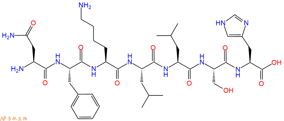 专肽生物产品H2N-Asn-Phe-Lys-Leu-Leu-Ser-His-OH
