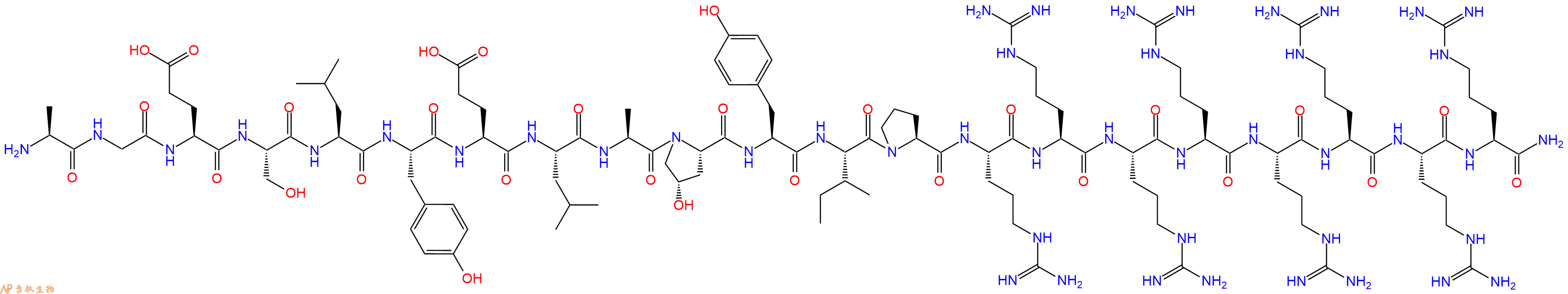 专肽生物产品H2N-Ala-Gly-Glu-Ser-Leu-Tyr-Glu-Leu-Ala-Hyp-Tyr-Ile-Pro-Arg-Arg-Arg-Arg-Arg-Arg-Arg-Arg-NH2