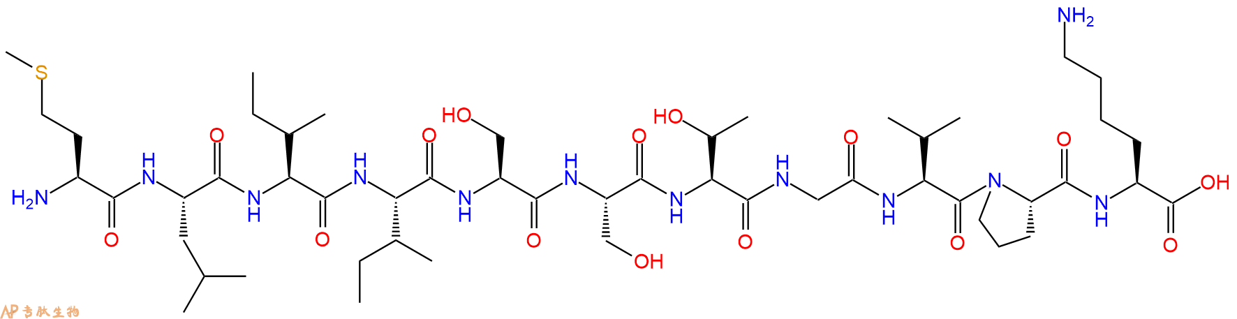 专肽生物产品H2N-Met-Leu-Ile-Ile-Ser-Ser-Thr-Gly-Val-Pro-Lys-OH
