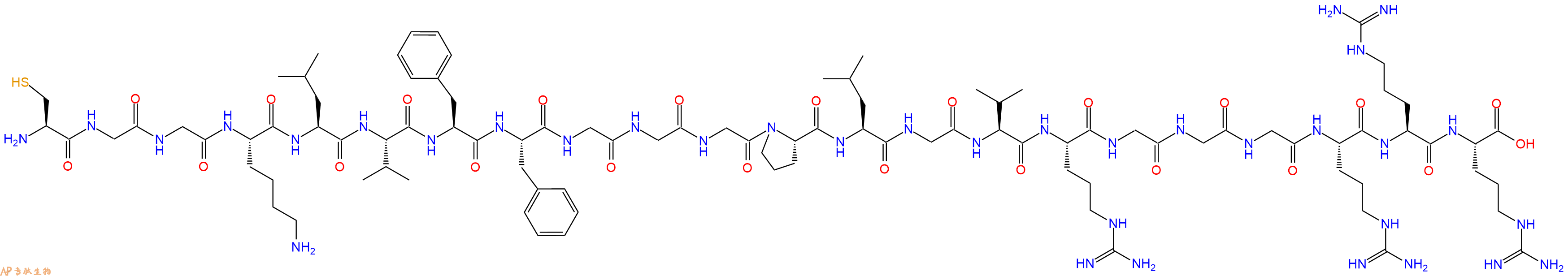 专肽生物产品H2N-Cys-Gly-Gly-Lys-Leu-Val-Phe-Phe-Gly-Gly-Gly-Pro-Leu-Gly-Val-Arg-Gly-Gly-Gly-Arg-Arg-Arg-OH