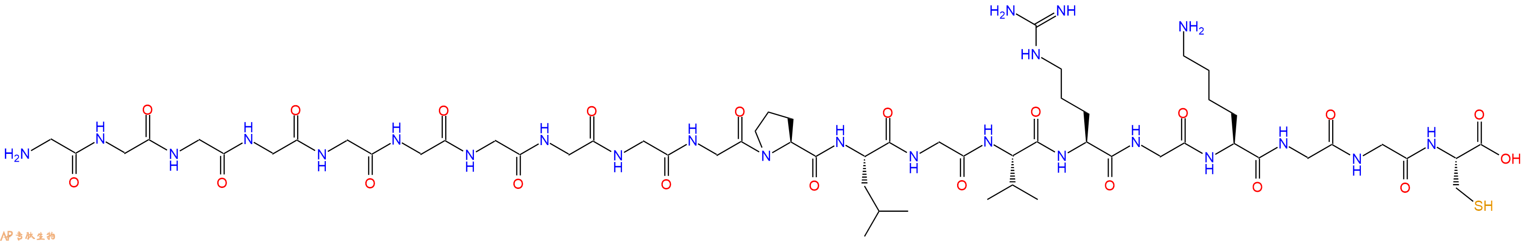 专肽生物产品H2N-Gly-Gly-Gly-Gly-Gly-Gly-Gly-Gly-Gly-Gly-Pro-Leu-Gly-Val-Arg-Gly-Lys-Gly-Gly-Cys-OH