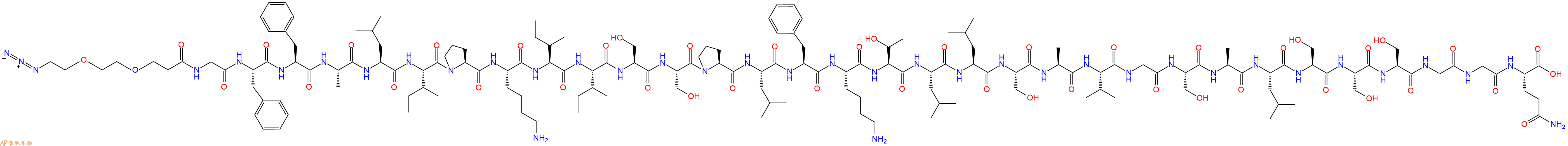 专肽生物产品Azido-PEG2-CH2CH2CO-Gly-Phe-Phe-Ala-Leu-Ile-Pro-Lys-Ile-Ile-Ser-Ser-Pro-Leu-Phe-Lys-Thr-Leu-Leu-Ser-Ala-Val-Gly-Ser-Ala-Leu-Ser-Ser-Ser-Gly-Gly-Gln