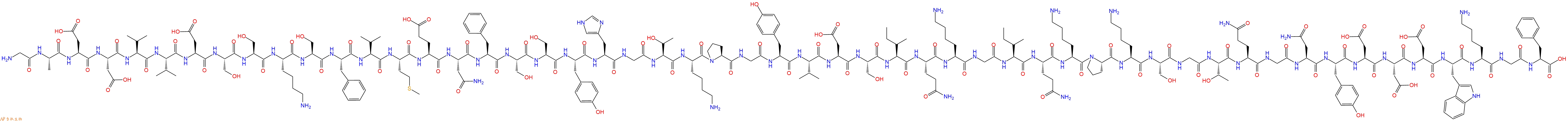 专肽生物产品H2N-Gly-Ala-Asp-Asp-Val-Val-Asp-Ser-Ser-Lys-Ser-Phe-Val-Met-Glu-Asn-Phe-Ser-Ser-Tyr-His-Gly-Thr-Lys-Pro-Gly-Tyr-Val-Asp-Ser-Ile-Gln-Lys-Gly-Ile-Gln-Lys-Pro-Lys-Ser-Gly-Thr-Gln-Gly-Asn-Tyr-Asp-Asp-Asp-Trp-Lys-Gly-Phe-OH