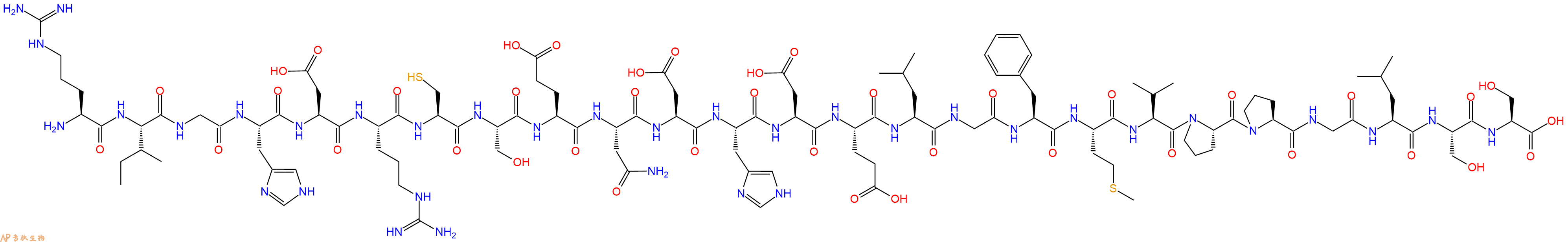 专肽生物产品H2N-Arg-Ile-Gly-His-Asp-Arg-Cys-Ser-Glu-Asn-Asp-His-Asp-Glu-Leu-Gly-Phe-Met-Val-Pro-Pro-Gly-Leu-Ser-Ser-OH