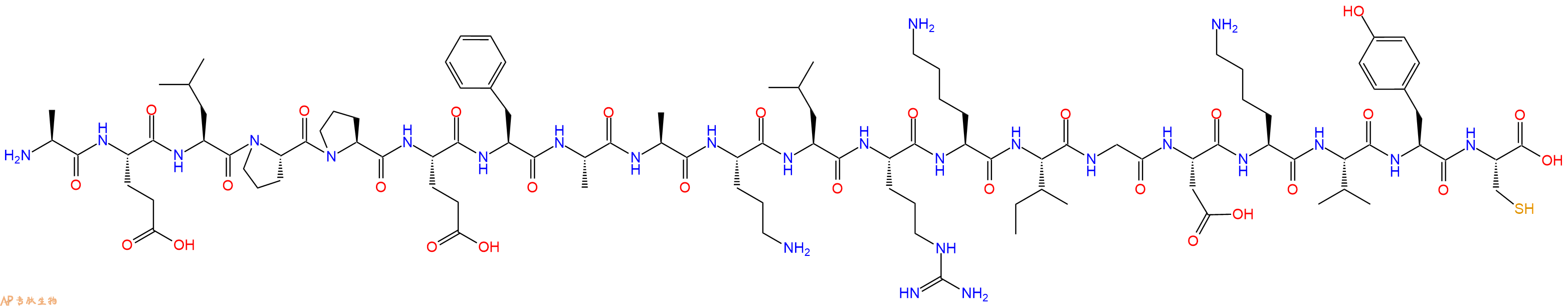 专肽生物产品H2N-Ala-Glu-Leu-Pro-Pro-Glu-Phe-Ala-Ala-Orn-Leu-Arg-Lys-Ile-Gly-Asp-Lys-Val-Tyr-Cys-OH