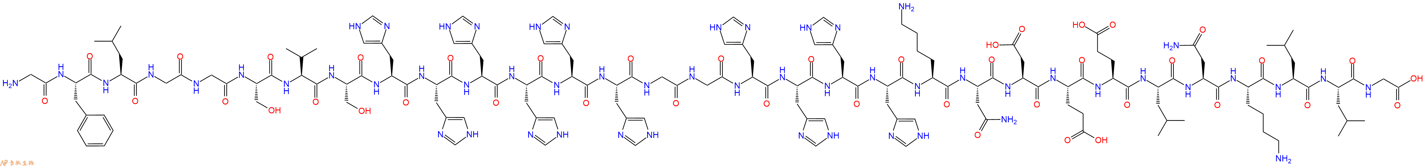 专肽生物产品H2N-Gly-Phe-Leu-Gly-Gly-Ser-Val-Ser-His-His-His-His-His-His-Gly-Gly-His-His-His-His-Lys-Asn-Asp-Glu-Glu-Leu-Asn-Lys-Leu-Leu-Gly-OH