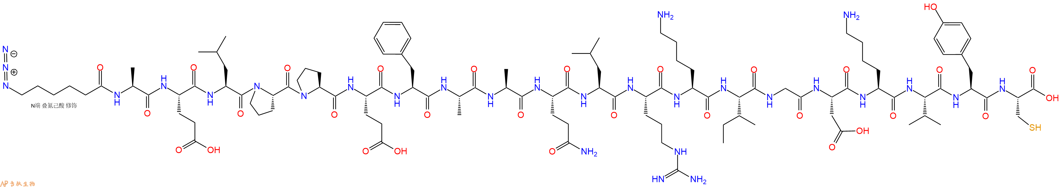 专肽生物产品N3Acp-Ala-Glu-Leu-Pro-Pro-Glu-Phe-Ala-Ala-Gln-Leu-Arg-Lys-Ile-Gly-Asp-Lys-Val-Tyr-Cys-OH