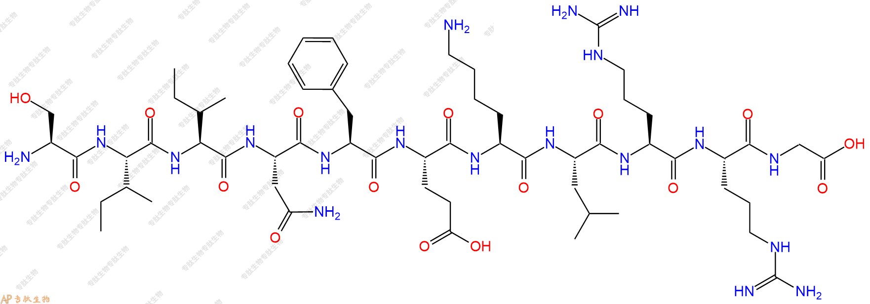专肽生物产品H2N-Ser-Ile-Ile-Asn-Phe-Glu-Lys-Leu-Arg-Arg-Gly-OH