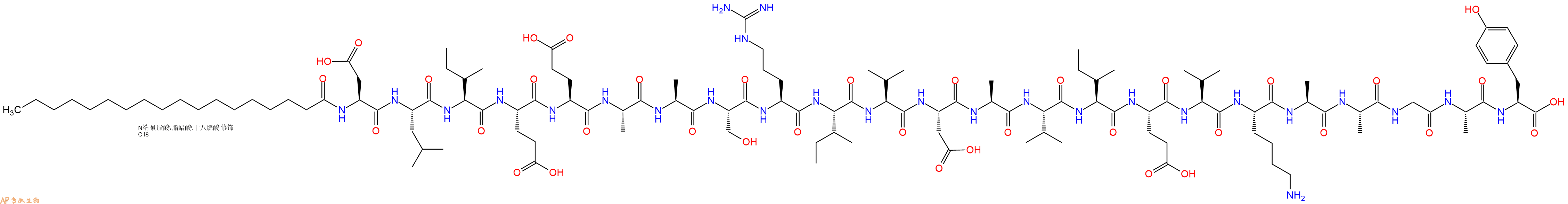 专肽生物产品Stearoyl-Asp-Leu-Ile-Glu-Glu-Ala-Ala-Ser-Arg-Ile-Val-Asp-Ala-Val-Ile-Glu-Val-Lys-Ala-Ala-Gly-Ala-Tyr-OH