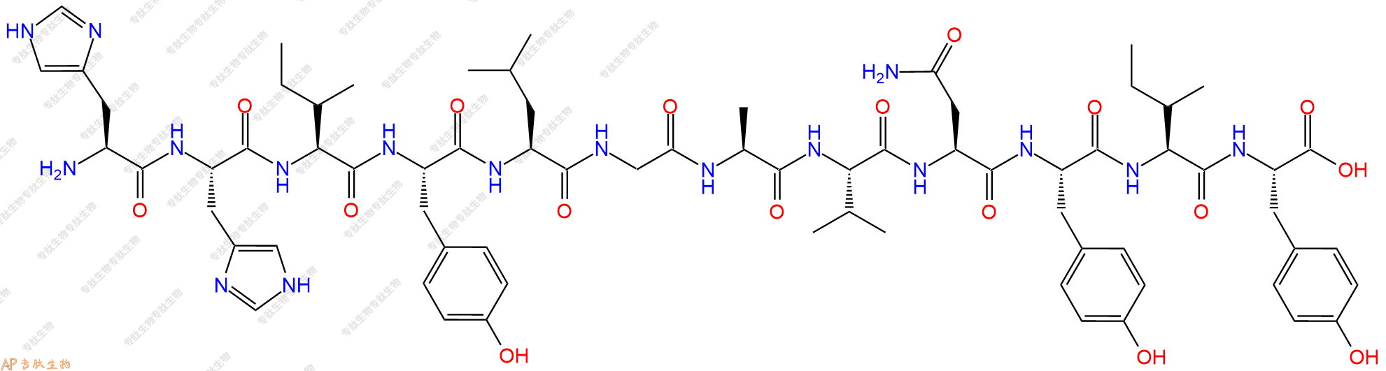 专肽生物产品H2N-His-His-Ile-Tyr-Leu-Gly-Ala-Val-Asn-Tyr-Ile-Tyr-OH