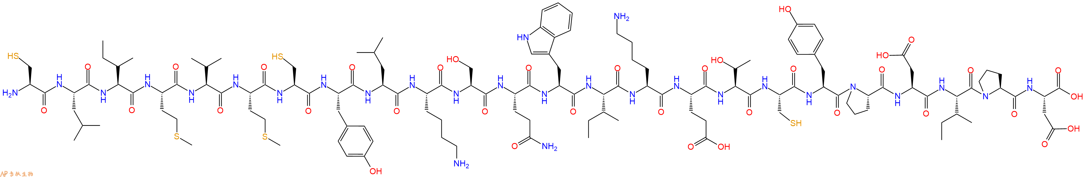 专肽生物产品H2N-Cys-Leu-Ile-Met-Val-Met-Cys-Tyr-Leu-Lys-Ser-Gln-Trp-Ile-Lys-Glu-Thr-Cys-Tyr-Pro-Asp-Ile-Pro-Asp-OH
