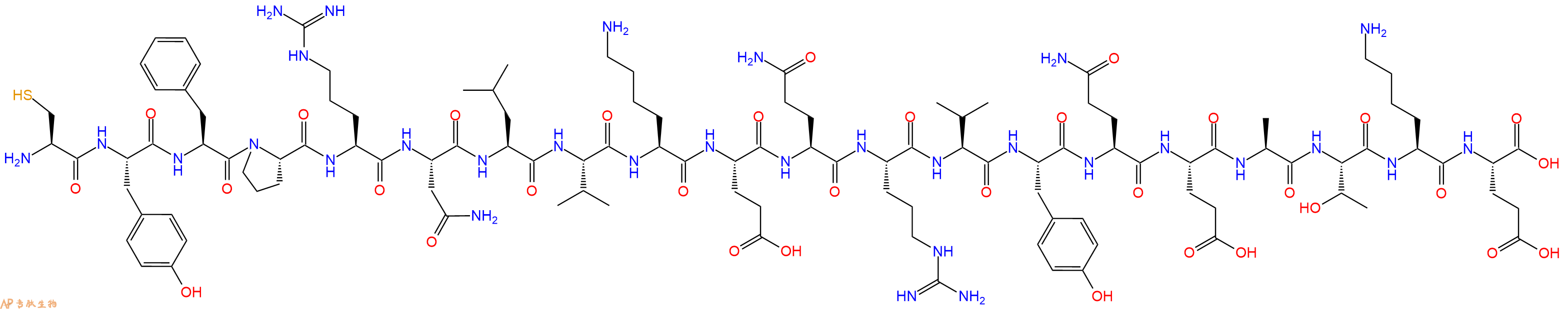 专肽生物产品H2N-Cys-Tyr-Phe-Pro-Arg-Asn-Leu-Val-Lys-Glu-Gln-Arg-Val-Tyr-Gln-Glu-Ala-Thr-Lys-Glu-OH