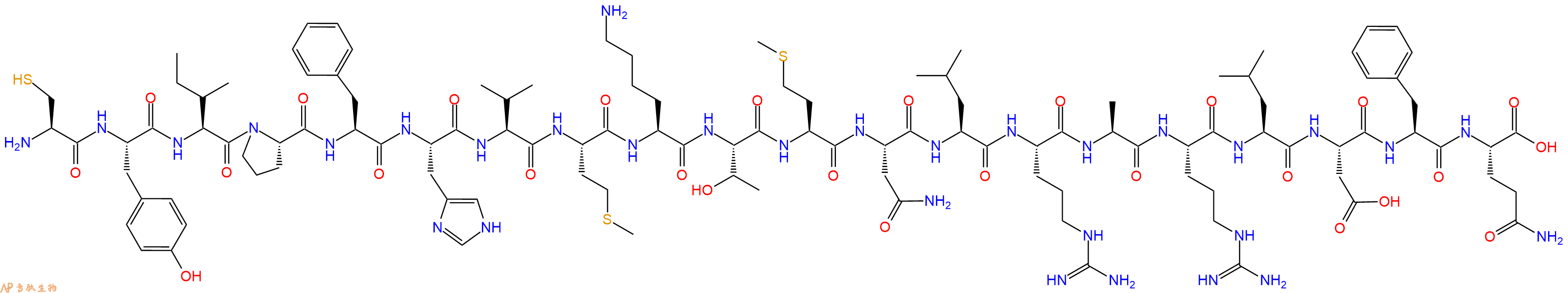 专肽生物产品H2N-Cys-Tyr-Ile-Pro-Phe-His-Val-Met-Lys-Thr-Met-Asn-Leu-Arg-Ala-Arg-Leu-Asp-Phe-Gln-OH