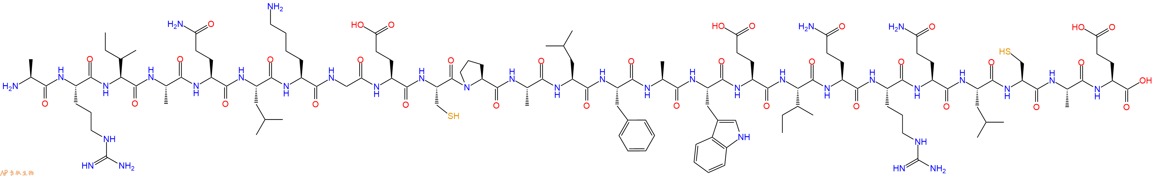 专肽生物产品H2N-Ala-Arg-Ile-Ala-Gln-Leu-Lys-Gly-Glu-Cys-Pro-Ala-Leu-Phe-Ala-Trp-Glu-Ile-Gln-Arg-Gln-Leu-Cys-Ala-Glu-OH