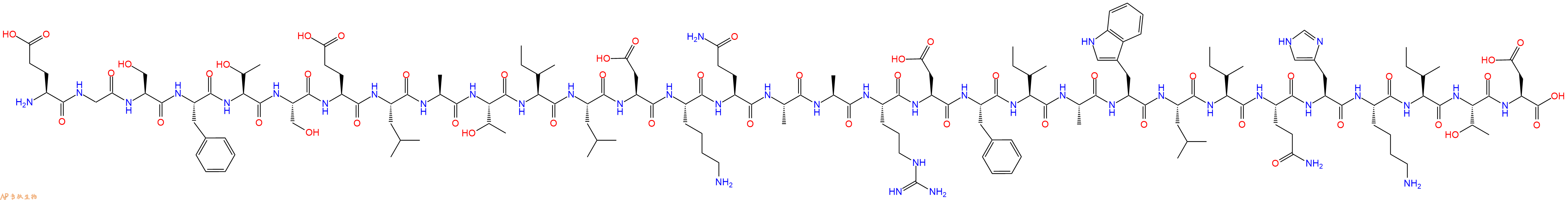 专肽生物产品H2N-Glu-Gly-Ser-Phe-Thr-Ser-Glu-Leu-Ala-Thr-Ile-Leu-Asp-Lys-Gln-Ala-Ala-Arg-Asp-Phe-Ile-Ala-Trp-Leu-Ile-Gln-His-Lys-Ile-Thr-Asp-OH