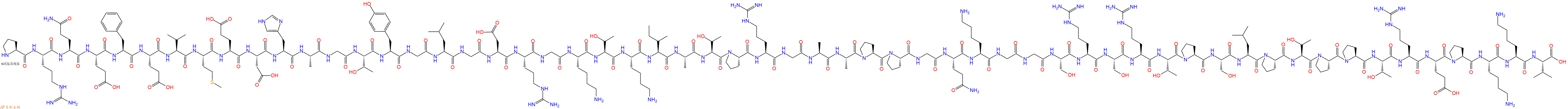 专肽生物产品H2N-Pro-Arg-Gln-Glu-Phe-Glu-Val-Met-Glu-Asp-His-Ala-Gly-Thr-Tyr-Gly-Leu-Gly-Asp-Arg-Gly-Lys-Thr-Lys-Ile-Ala-Thr-Pro-Arg-Gly-Ala-Ala-Pro-Pro-Gly-Gln-Lys-Gly-Gly-Ser-Arg-Ser-Arg-Thr-Pro-Ser-Leu-Pro-Thr-Pro-Pro-Thr-Arg-Glu-Pro-Lys-Lys-Val-OH