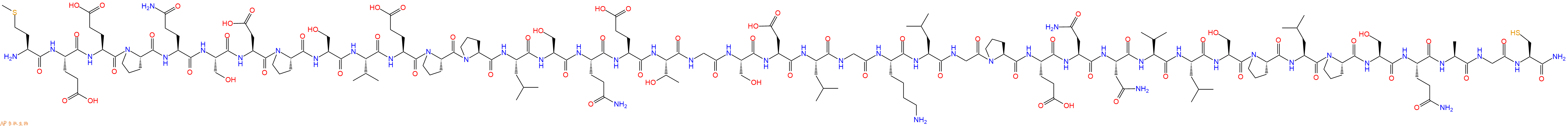 专肽生物产品H2N-Met-Glu-Glu-Pro-Gln-Ser-Asp-Pro-Ser-Val-Glu-Pro-Pro-Leu-Ser-Gln-Glu-Thr-Gly-Ser-Asp-Leu-Gly-Lys-Leu-Gly-Pro-Glu-Asn-Asn-Val-Leu-Ser-Pro-Leu-Pro-Ser-Gln-Ala-Gly-Cys-NH2