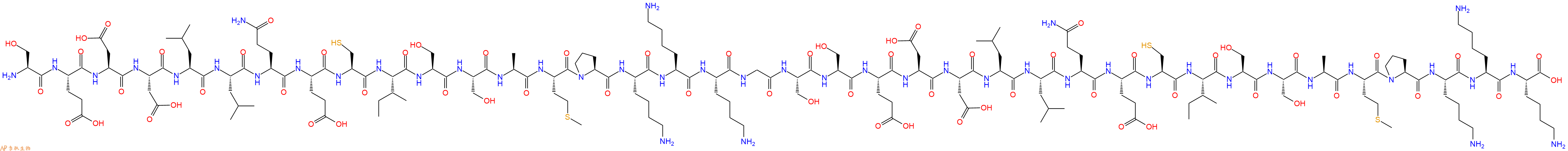 专肽生物产品H2N-Ser-Glu-Asp-Asp-Leu-Leu-Gln-Glu-Cys-Ile-Ser-Ser-Ala-Met-Pro-Lys-Lys-Lys-Gly-Ser-Ser-Glu-Asp-Asp-Leu-Leu-Gln-Glu-Cys-Ile-Ser-Ser-Ala-Met-Pro-Lys-Lys-Lys-OH