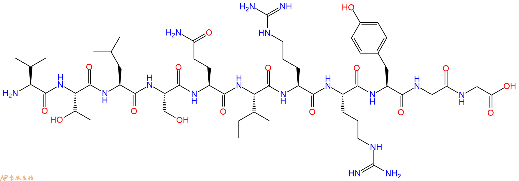 专肽生物产品H2N-Val-Thr-Leu-Ser-Gln-Ile-Arg-Arg-Tyr-Gly-Gly-OH